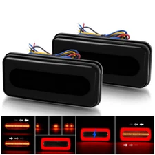 2x Smoke LED Trailer Rear Tail Light Stop Brake Turn Signal Flowing Truck RV DRL