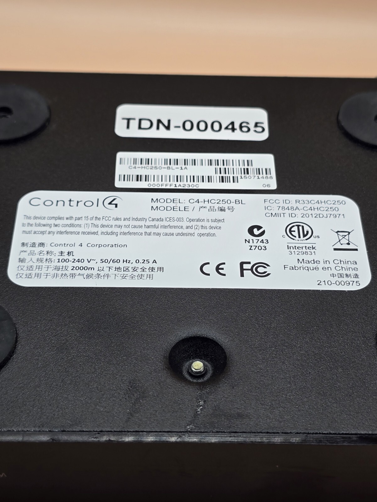 GENUINE CONTROL4 Automation Controller C4-HC250-BL - TESTED Working