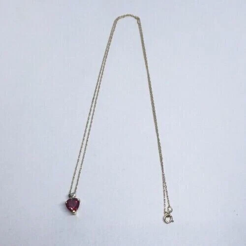 2Ct Heart Women's Lab Created Red Ruby Pendant Free Chain 14K Yellow Gold Plated - Image 3 of 4