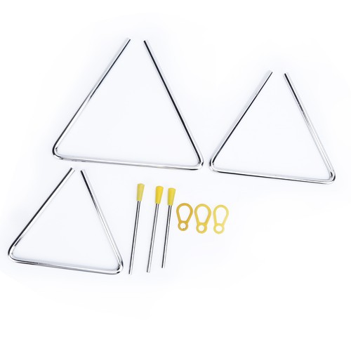 3Pcs Hand Percussion Triangle Musical Instrument Set 6in 7in 8in For Playing HG5 - Picture 4 of 12