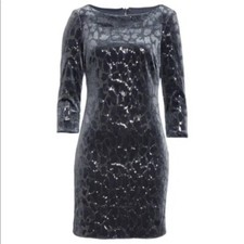 NWT Eliza J Silver Sequin Velvet Sheath Dress Size 8