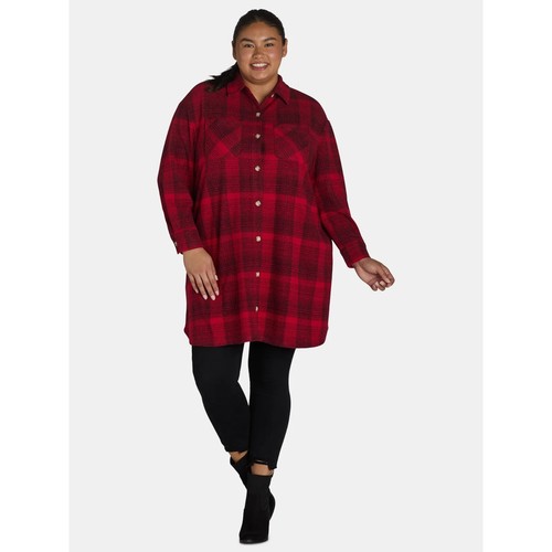 Vestido Camisa Terra & Sky Para Mujer Talla Grande 1X 16W-18W Cuadros Grande Escuela/Rojo NUEVO - Imagen 11 de 12