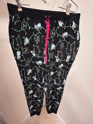Life Is Good Women's Snuggle Up Sle Chillin Sloth Pajama Bottom Cotton Size M - Picture 14 of 14