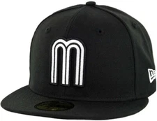 New Era Authentic WBC Mexico Black / White Logo With Flag 59Fifty Fitted Hat Cap