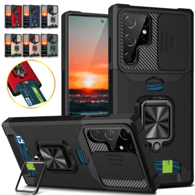 Coque Etui Antichoc Pour Samsung S25 S24 Ultra S23 S22 A54 Fentes cartes Support