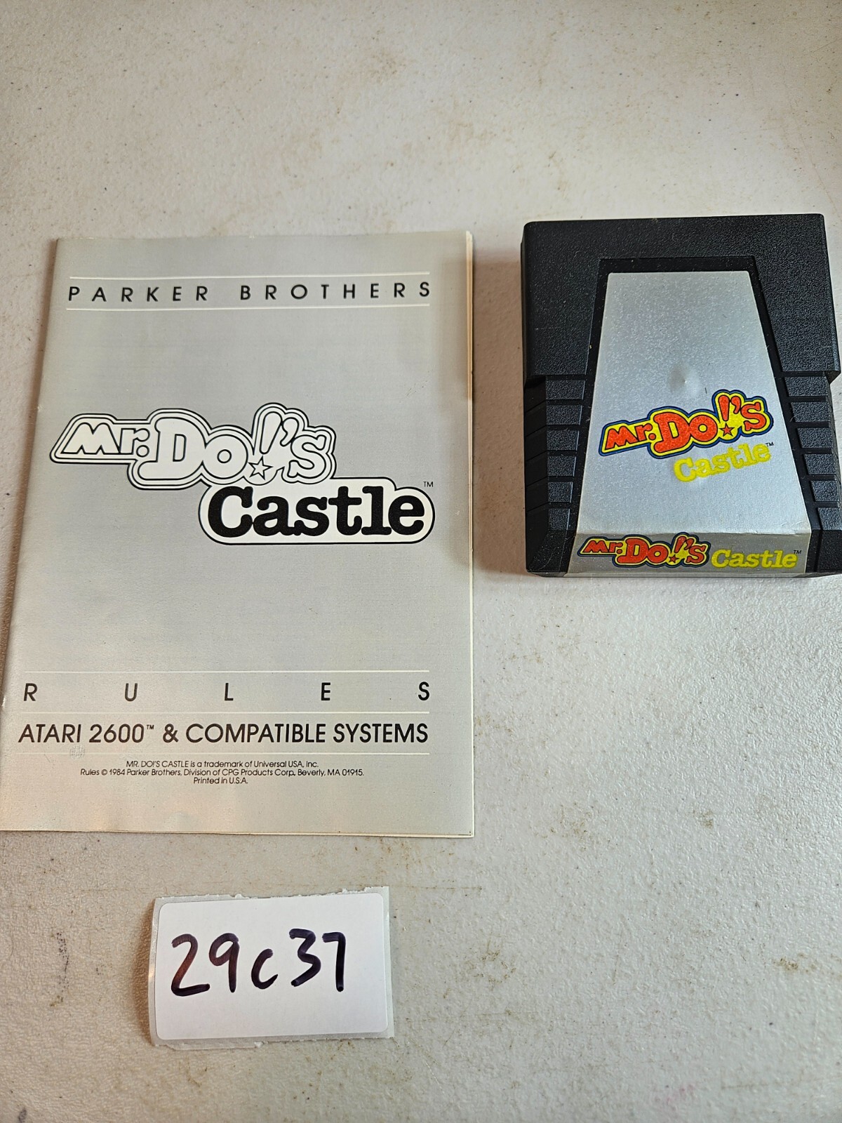MR DO!S CASTLE MR. DOS ATARI 2600 working video game cartridge manual 29c37