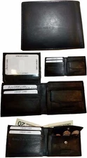 New Men's Leather Wallet 6 Card Holder ID Change purse 2 Bill Pockets