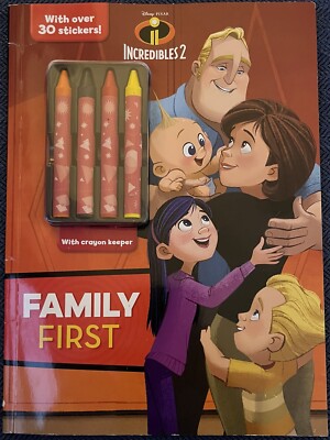 Disney Pixar Incredibles 2 Coloring & Activity Book w/ Crayons 30 Stickers 2018