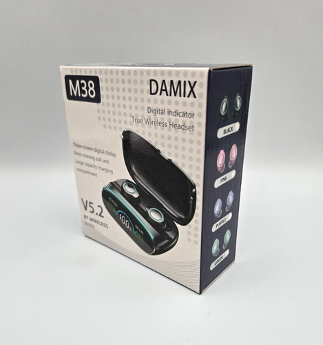 M38 Wireless BT 5.2 Earbuds, IP7 Waterproof ,Touch Control, LED Screen, Black - 第 9/10 張圖片