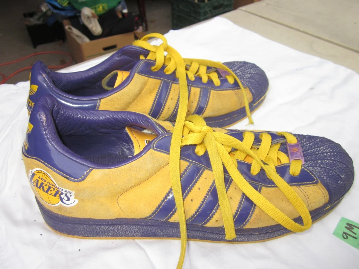 Rudyard Kipling Patatas veneno Adidas Superstar Los Angeles Lakers shoes size 9 used | eBay