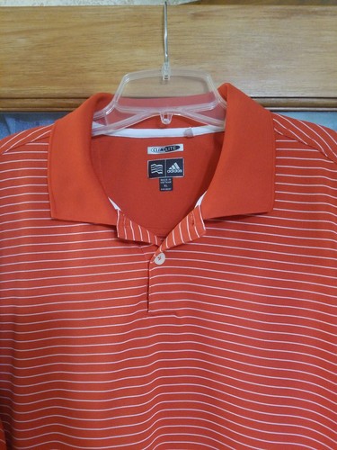 Adidas ClimaLite Golf/Poloshirt Herren Extra Large-XL Deep Orange/White Stripe - Bild 6 von 8