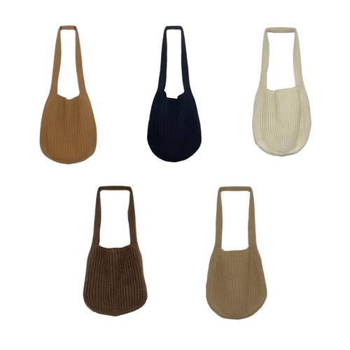Handbag Large Capacity Tote Solid Color Shoulder Bag Knitted Bag for Going Out - Picture 2 of 10