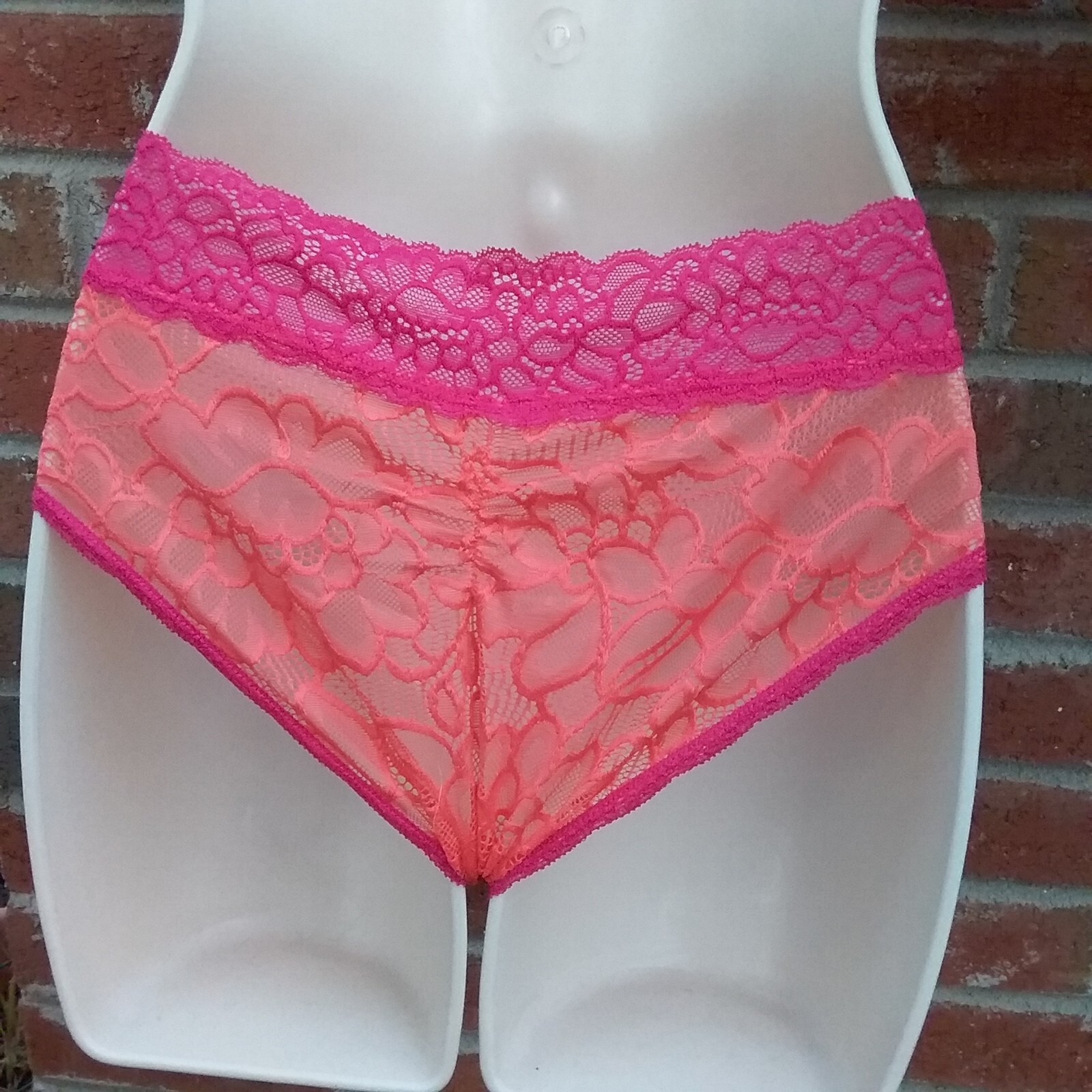 Vintage 1990's Pink & Peach Lace Panties "NEW" FAMOUS MAKER No Tags 3pr XS *READ