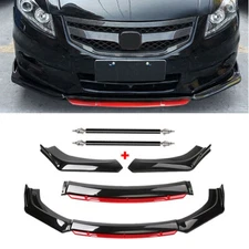 For Honda Accord Front Bumper Lip Red Layer Splitter Spoiler Black+ Red Body