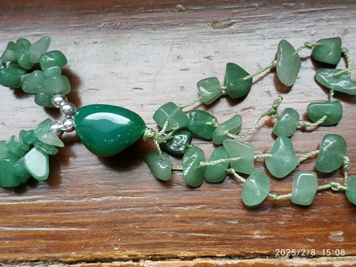 COLLANA IN PIETRA SEMIPREZIOSA CIOTOLI AGATA VERDE ELEMENTI In METALLO. - Foto 5 di 6