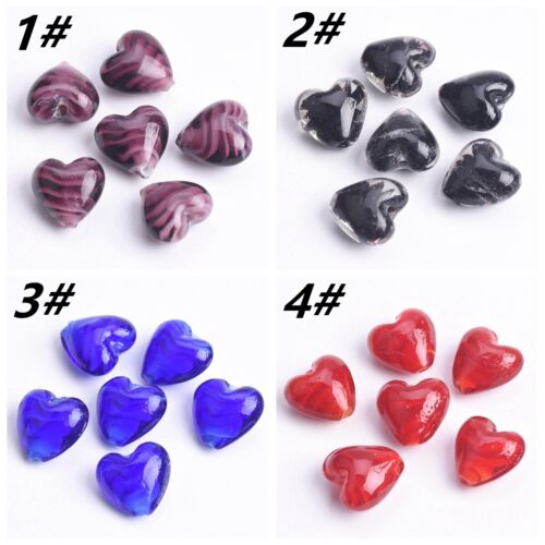 Cuentas sueltas de vidrio de murano hechas a mano en forma de corazón de 16x14 mm 10 un. para joyería hágalo usted mismo - Imagen 4 de 25