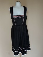 Oktoberfest Dirndl Dress German Trachten Pink Black Ribbon Tie Embroider Small