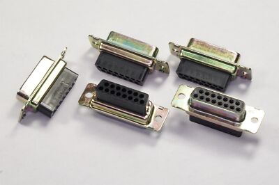 Lot of 5 205205-1 AMP D-Sub Connector Receptacle 15 Pos Female Vert A Shell DA