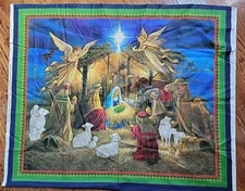 QT Fabrics Ruane Manning Nativity - Manger - Holy Night Cotton Panel 36x44