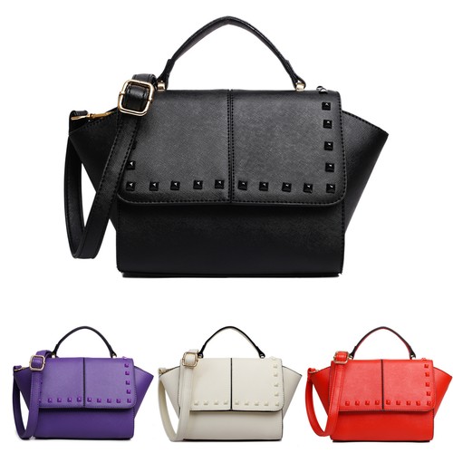 Women Designer Faux Leather Celebrity satchel Studded Tote Shoulder Bag