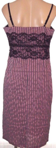 New DA.TING L, Large spaghetti strap lace trim plaid sheath sun dress MSRP $79 - Picture 2 of 3