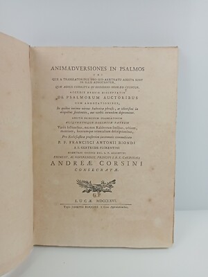 ANIMADVERSIONES IN PSALMOS - FRANCISCI ANTONII BIONDI - 1766