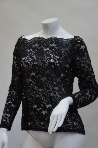 Black Lace See Through Long Sleeve Top Goth Witchy - Picture 5 of 6