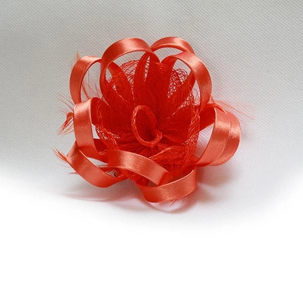 Pince Broche Mariage Fleur Plumes Ruban Rond (Rouge, Rose, Noir, ... NEUF - Photo 4/4