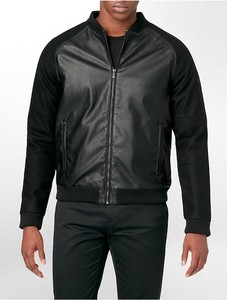 calvin klein faux leather bomber jacket