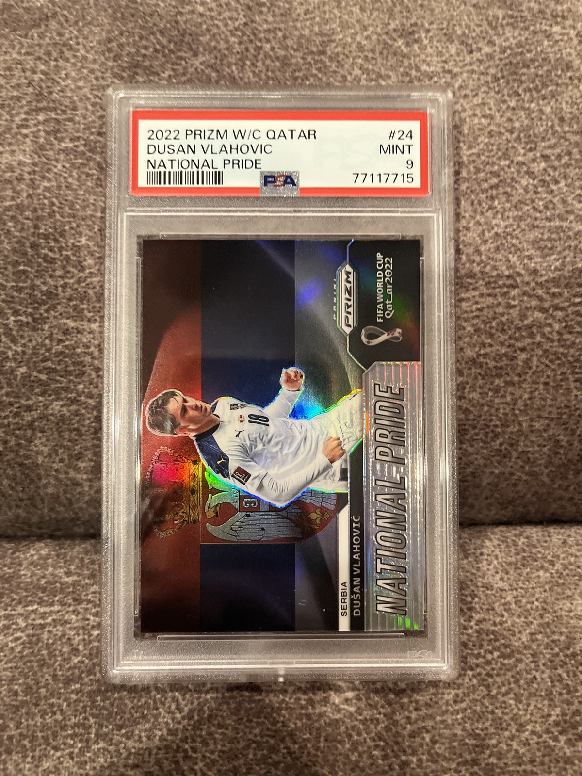 2022 Panini Prizm World Cup National Pride #24 Dusan Vlahovic PSA 9