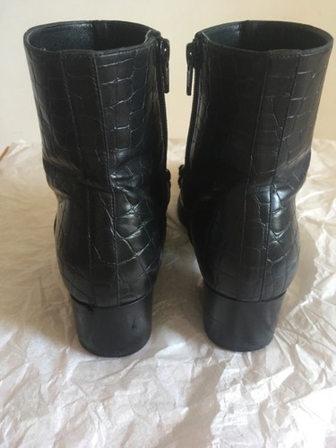 Stella McCartney Black Croc-Embossed Chain Buckle Ankle Boots: Size: 38.5 - Picture 4 of 24