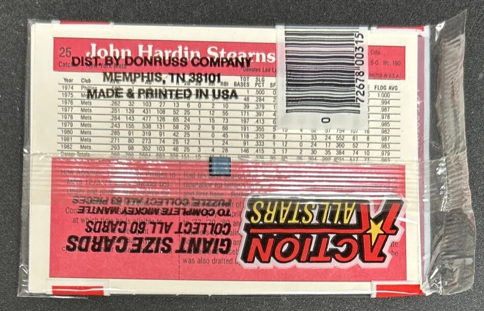 Donruss Action All Stars Pack 1983 Hal McRae Royals (top) John Stearns Mets Back Foto 2 de 2