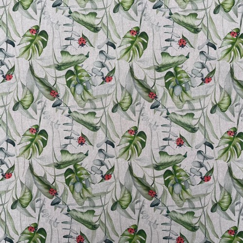 Tela de tapicería cortina de aspecto lino rico en algodón para animales y flores - Imagen 20 de 55