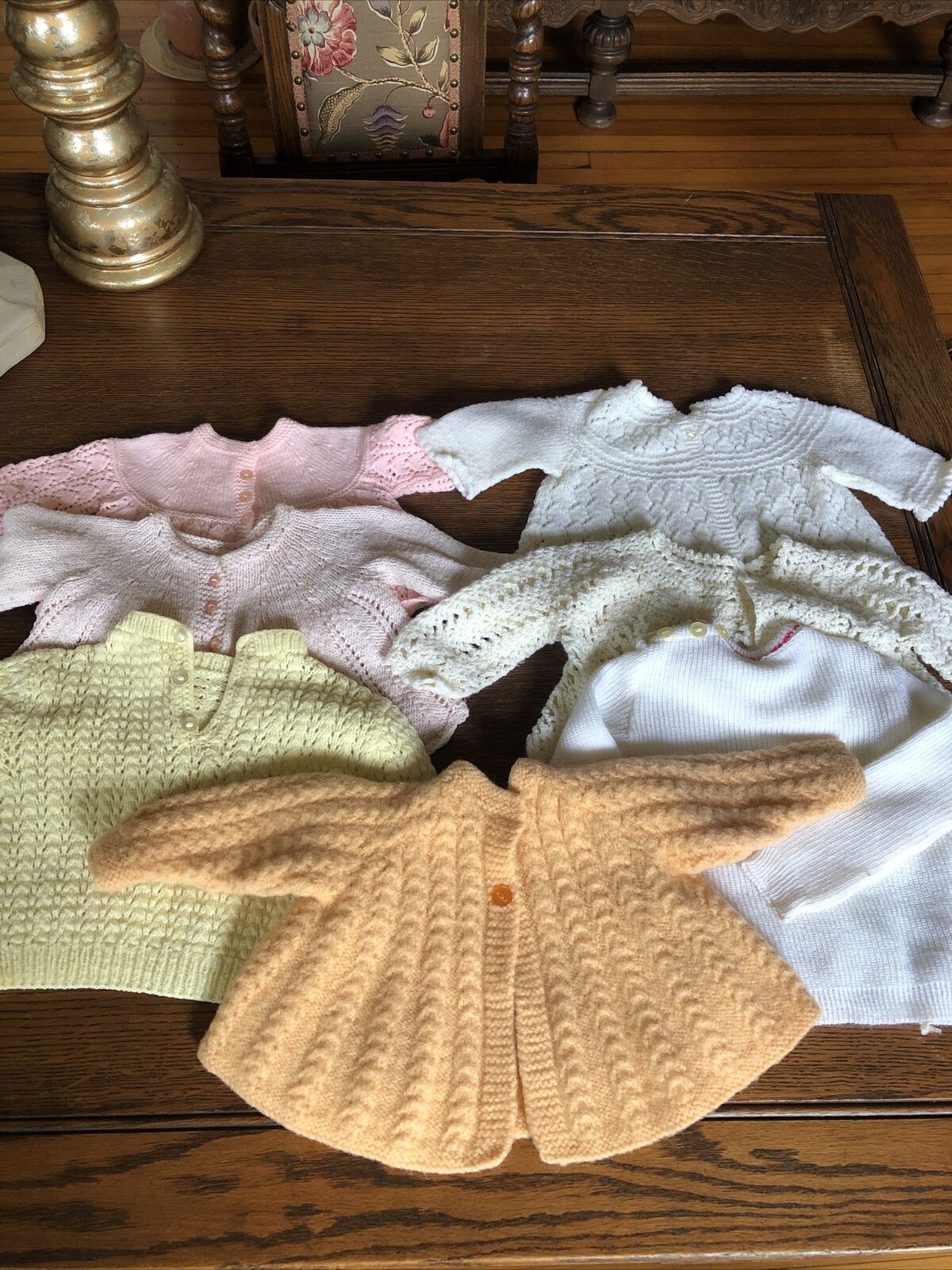 lot of seven hand crocheted baby or doll sweaters… - image 2