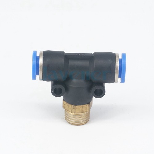 LOT5 1/8"-1/2" BSP Male x Tube O/D 4-12mm Tee Pneumatic Pushfit Pipe Connector - Picture 27 of 49