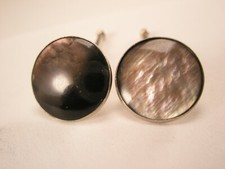 SINGLES 2 1/2" Round Gray Mother of Pearl Vintage Formal Groom Tux Studs c226