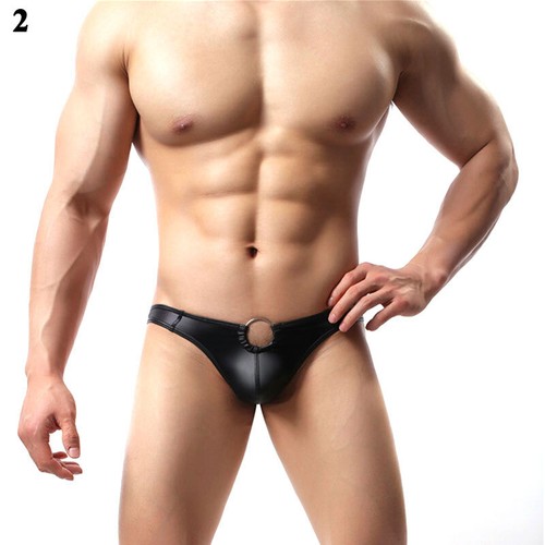 Sexy Mens Faux Leather Gay Fetish Underwear Boxer Briefs Shorts T-back Thong - Picture 14 of 19