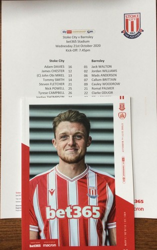 2019/20 Stoke City v Leeds Utd Official Teamsheet 24th August - Picture 10 of 12