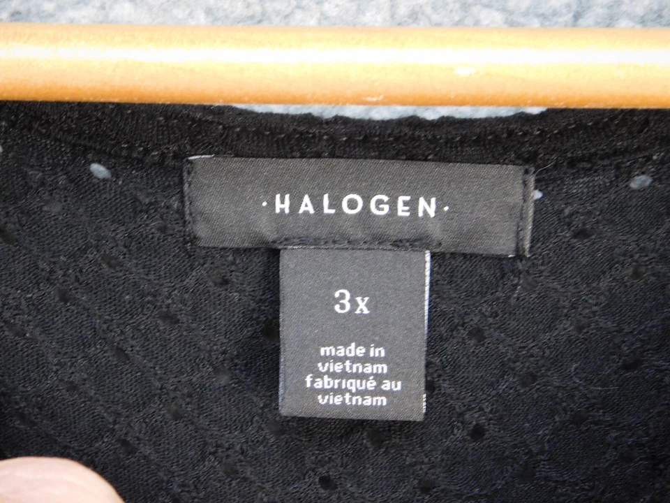 Halogen Perforated Short Sleeve Top Women's 3X Black - Image 3 of 4