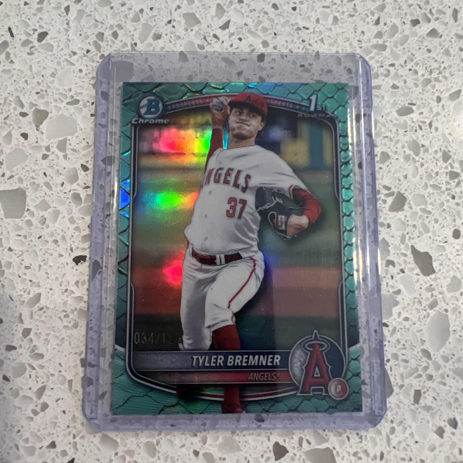 2025 Bowman Draft Tyler Bremner Aqua Reptilian /125 1st First Angels #CPA-TB