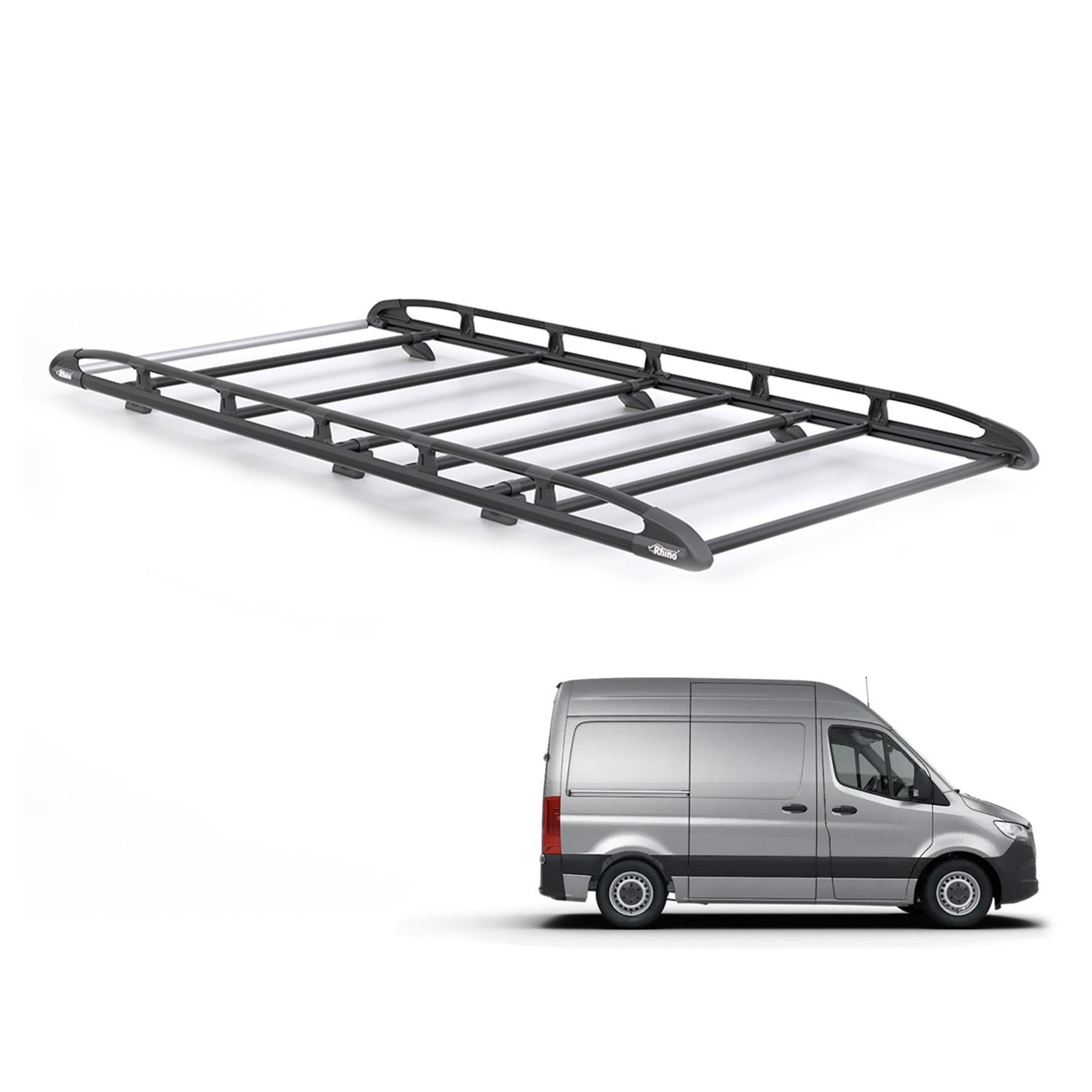 Mercedes Sprinter Roof Rack for 2018+ [L1H2] Rhino KammRack (Black)