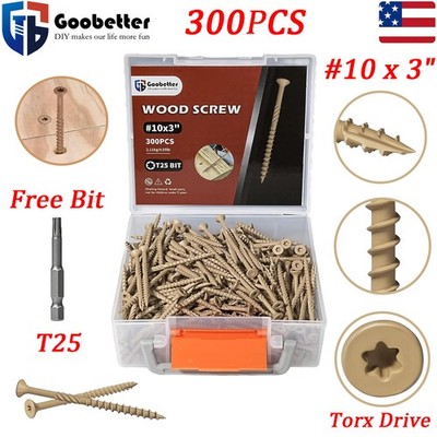 #10 x 3'' Deck Screws T25 Torx Drive Self Tapping Wood Screw Exterior Fence Screw