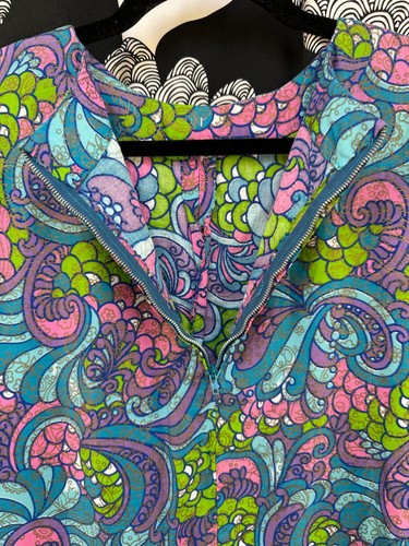 VINTAGE 1960's Dress Psychedelic Floral Print Retro Costume Party Women Size XS - Picture 5 of 15