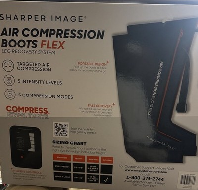 Sharper Image Air Compression Boots Flex Leg Recovery System Large/X-Large Blue