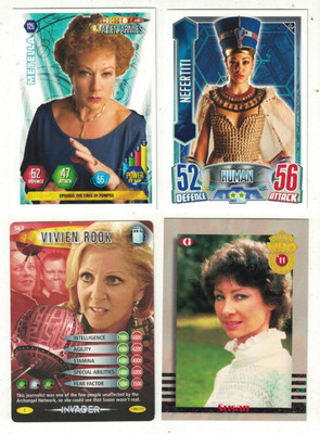 4 Sonnige Doctor Who Sammelkarten verschiedene Epochen Schauspielerinnen Glamour Susan Nofretete