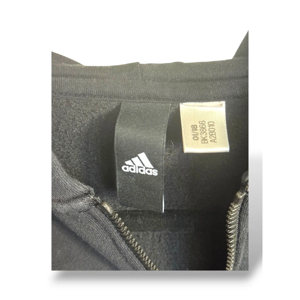 Chaqueta con Capucha Adidas Juvenil Mediana Negra 3 Rayas Cremallera Completa Talla 10-12 Ropa Activa Foto 4 de 4