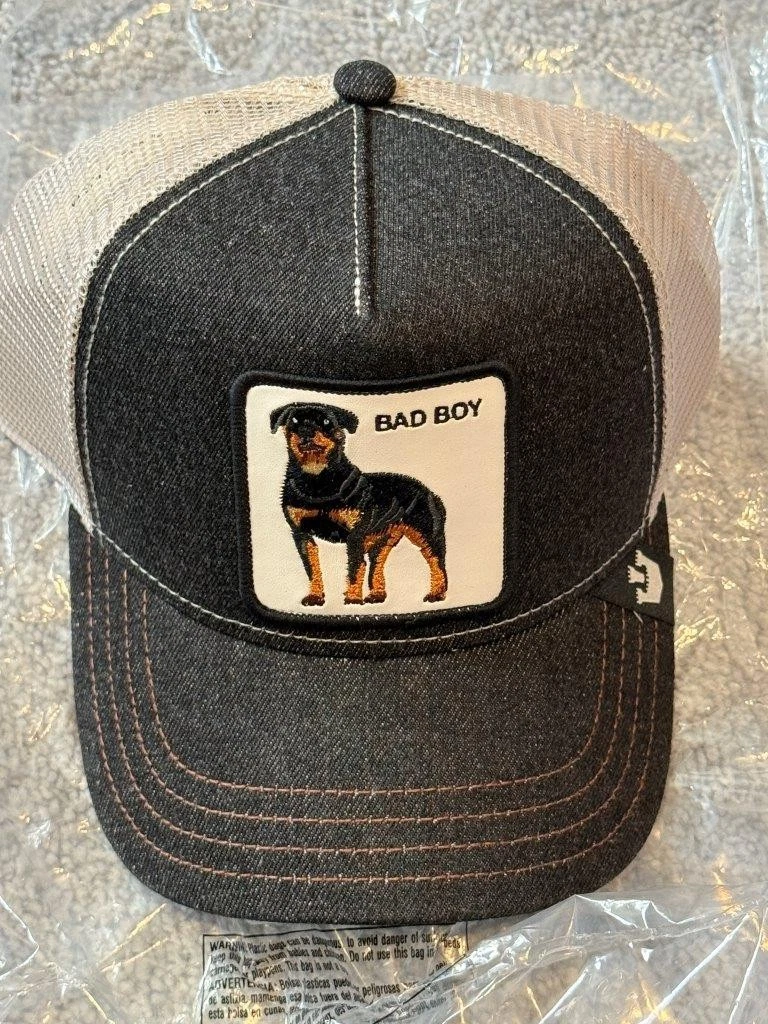 GOORIN BROS The Farm Snap Back Hat Rottweiler Bad Boy Baddest Denim Hat O/S New