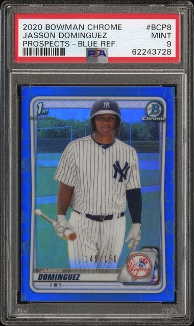 2020 Bowman CHROME - Jasson Dominguez #BFE-8 Blue REFRACTOR 145/150 (RC) PSA 9