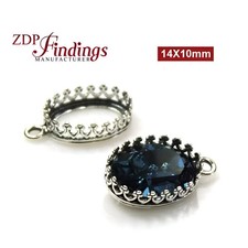 4pcs Oval 14x10mm Quality Cast Bezel Cup For Setting Sterlin - ZDP Findings USA