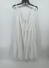 Old Navy Textured Lined White Dress Sz M Tall Adjustable Spaghetti Straps